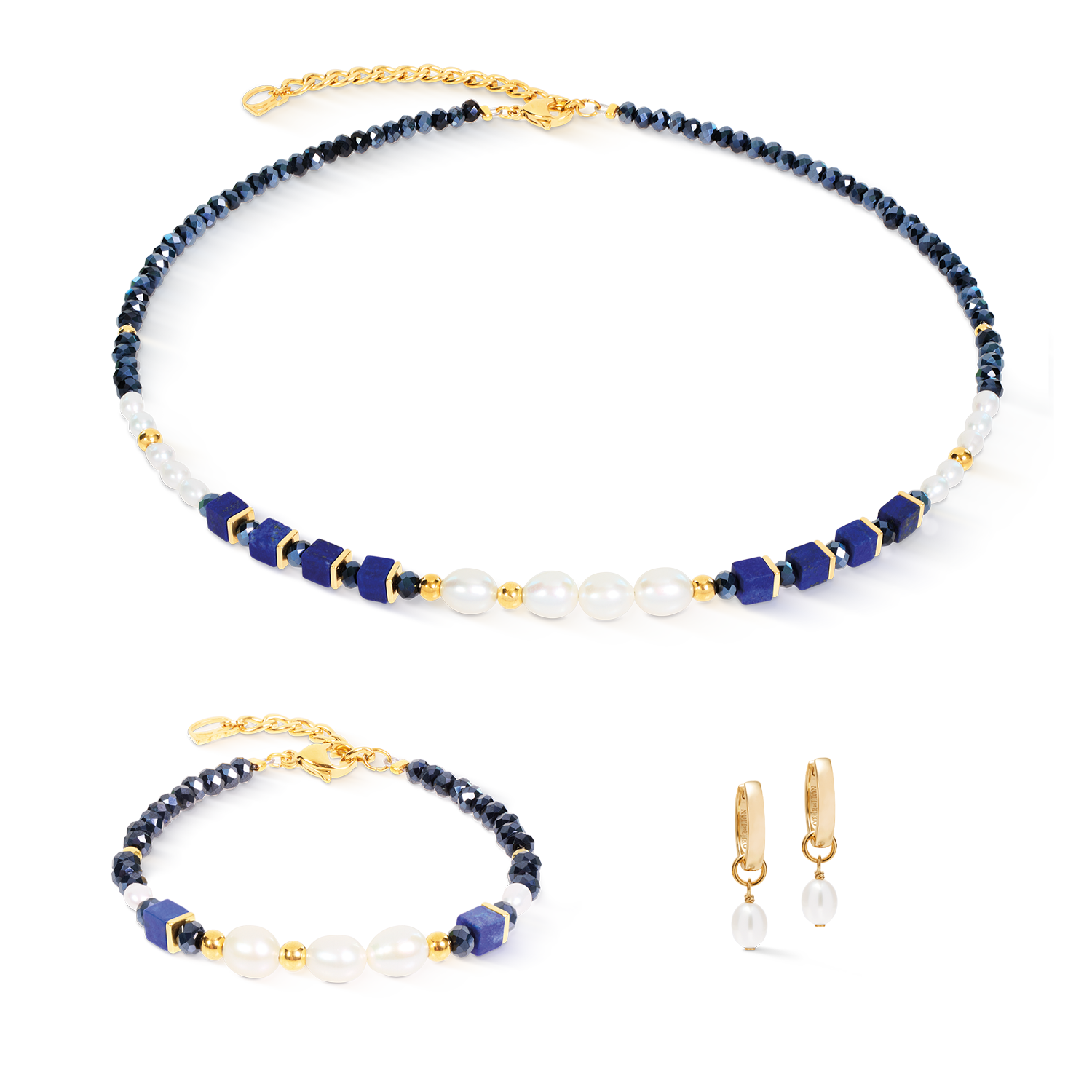 Necklace Cosmic Pearls Midnight Gold