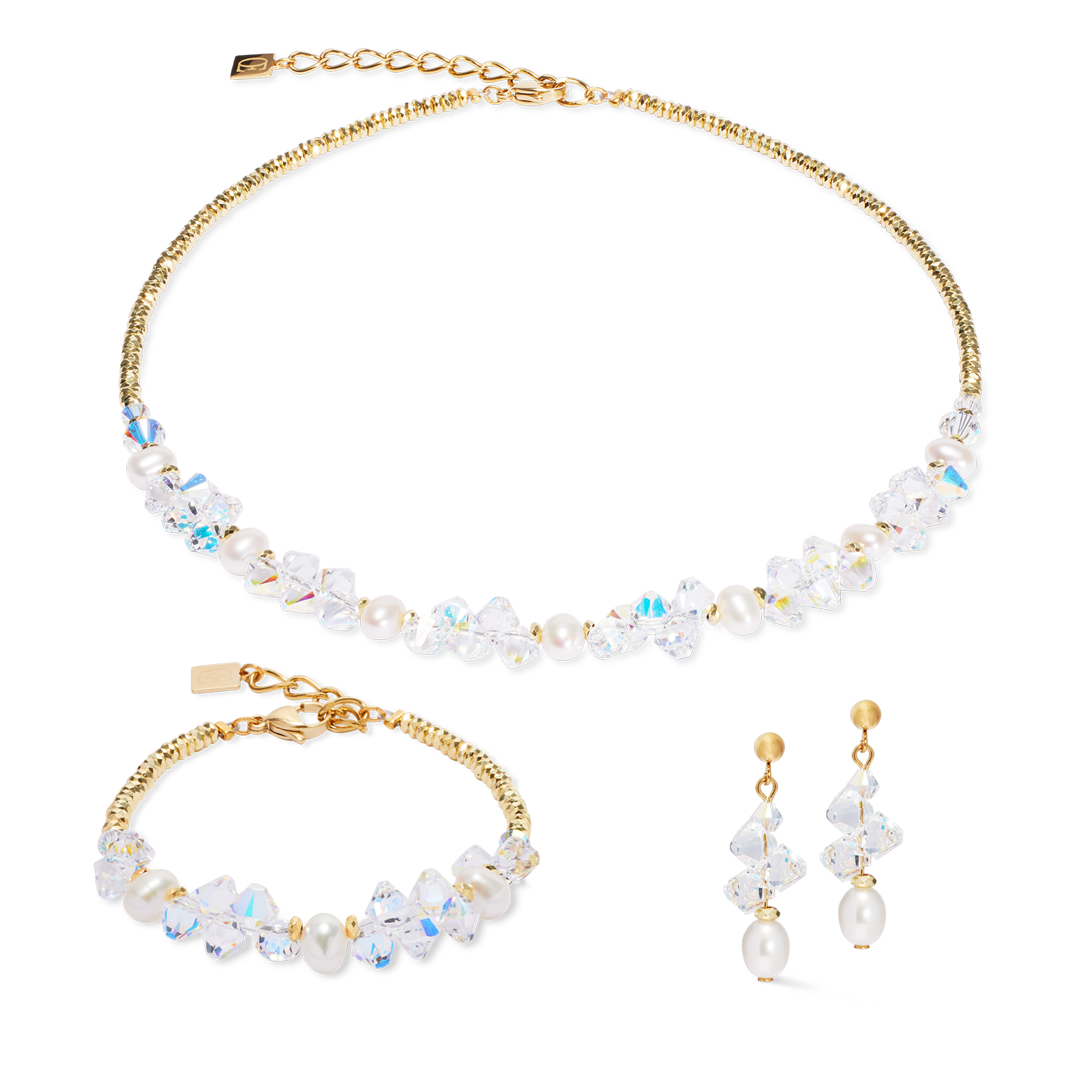 Necklace Dancing Crystals & Pearls gold – COEUR DE LION (UK-WORLD)