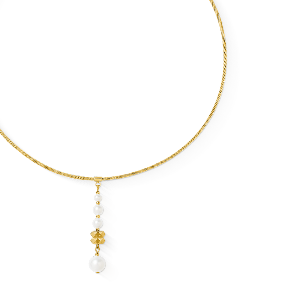 Necklace Pearl & Spikes Drop gold