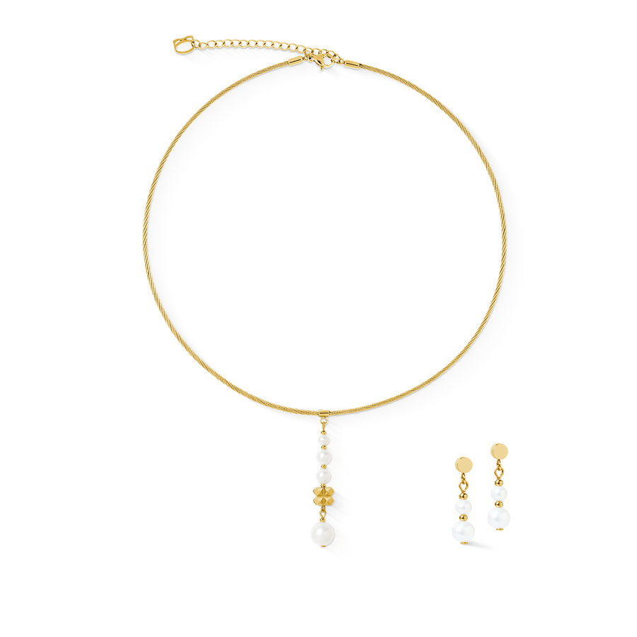 Necklace Pearl & Spikes Drop gold