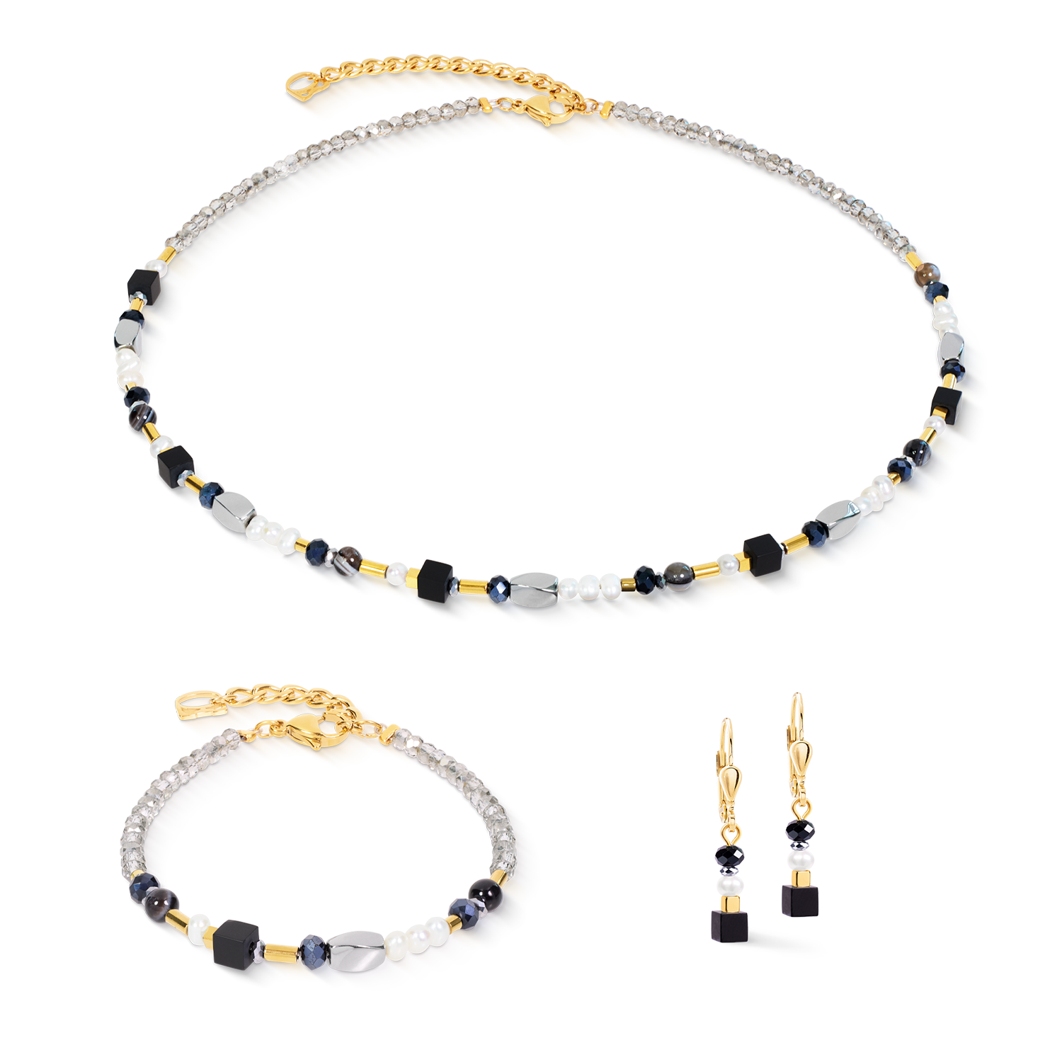 Drop Earrings Mosaic Night Gold