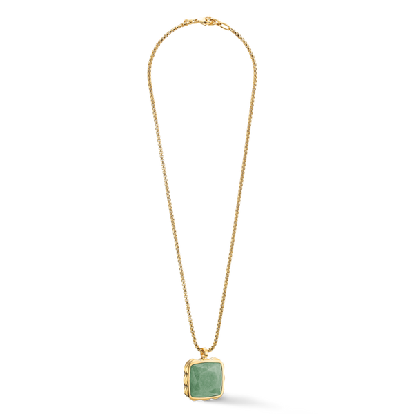 Necklace Amulet Spikes Square Aventurine gold-green – COEUR DE