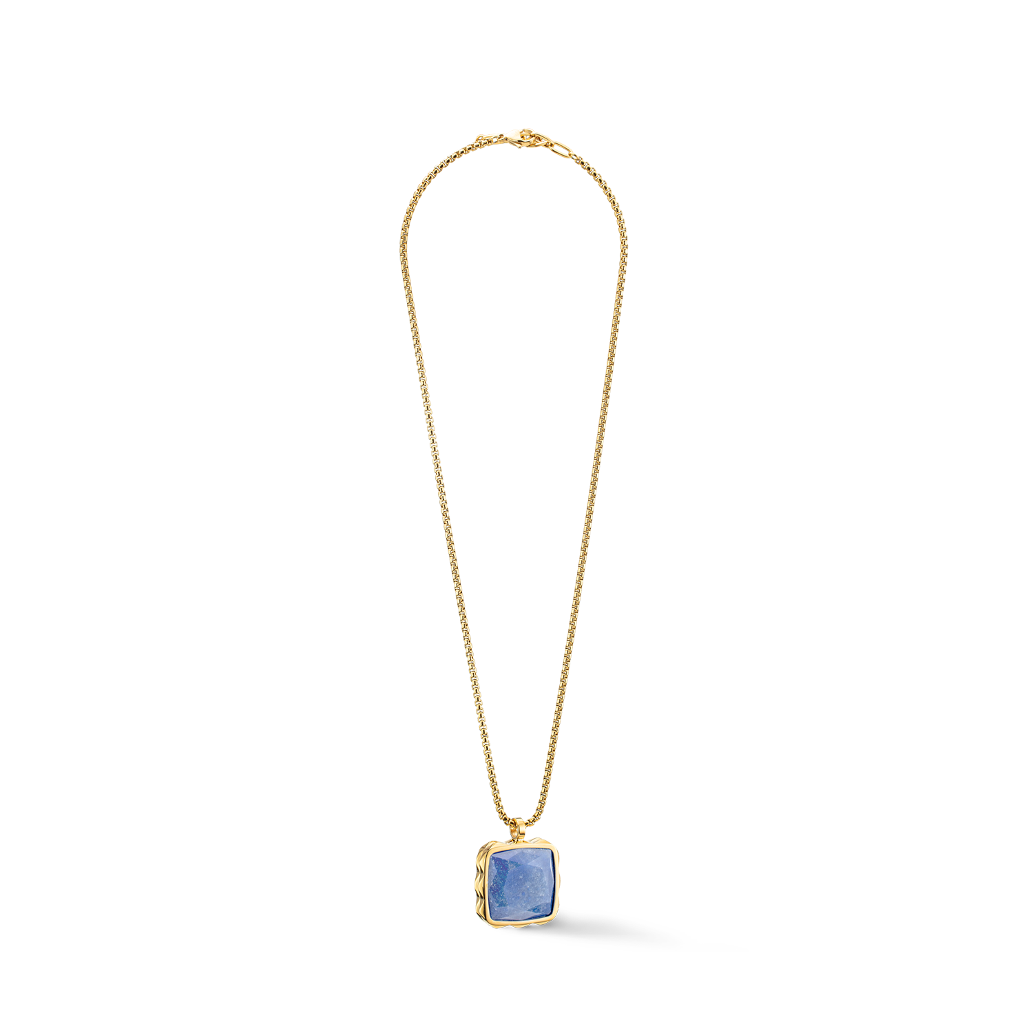 Necklace Amulet Spikes Square Aventurine gold-blue