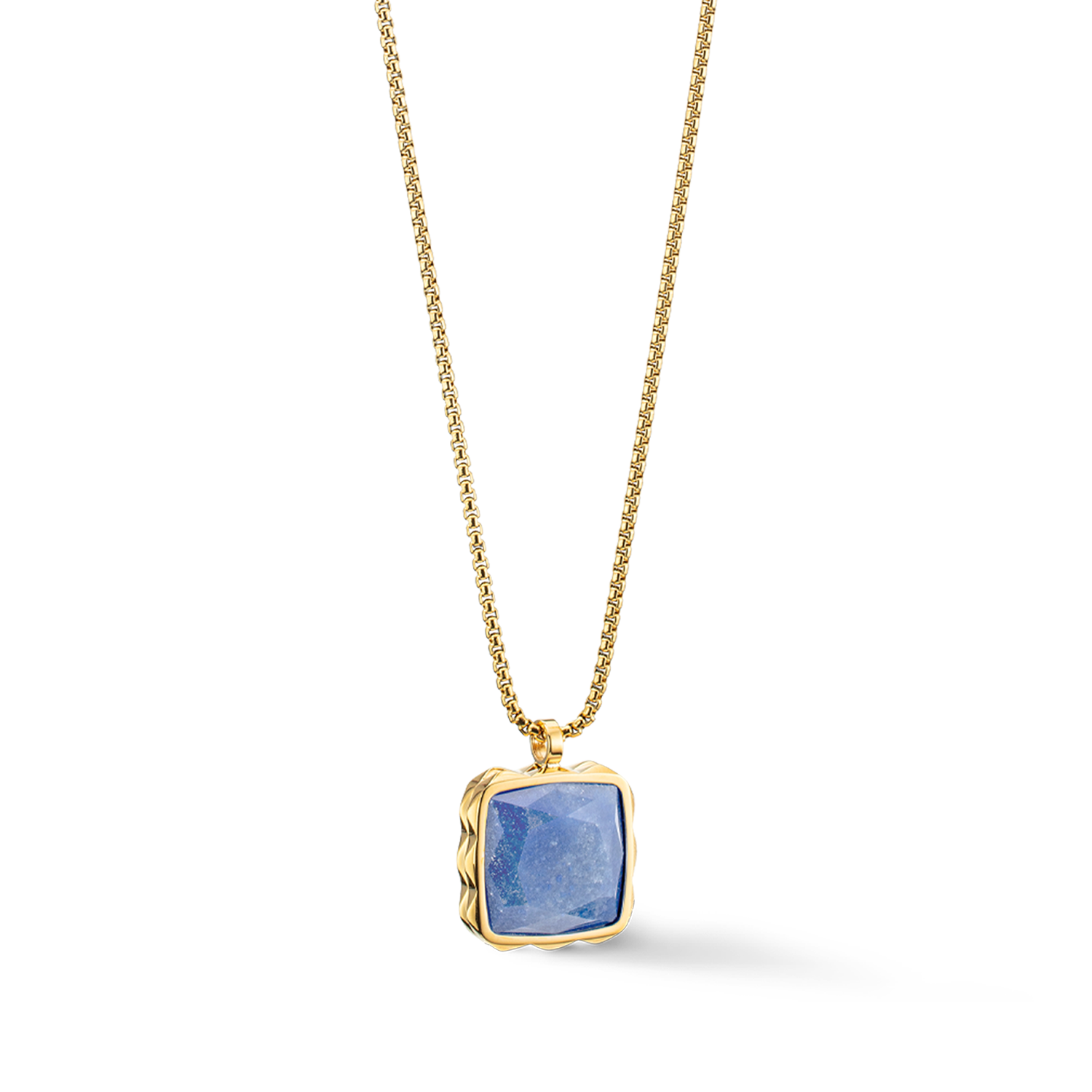 Necklace Amulet Spikes Square Aventurine gold-blue