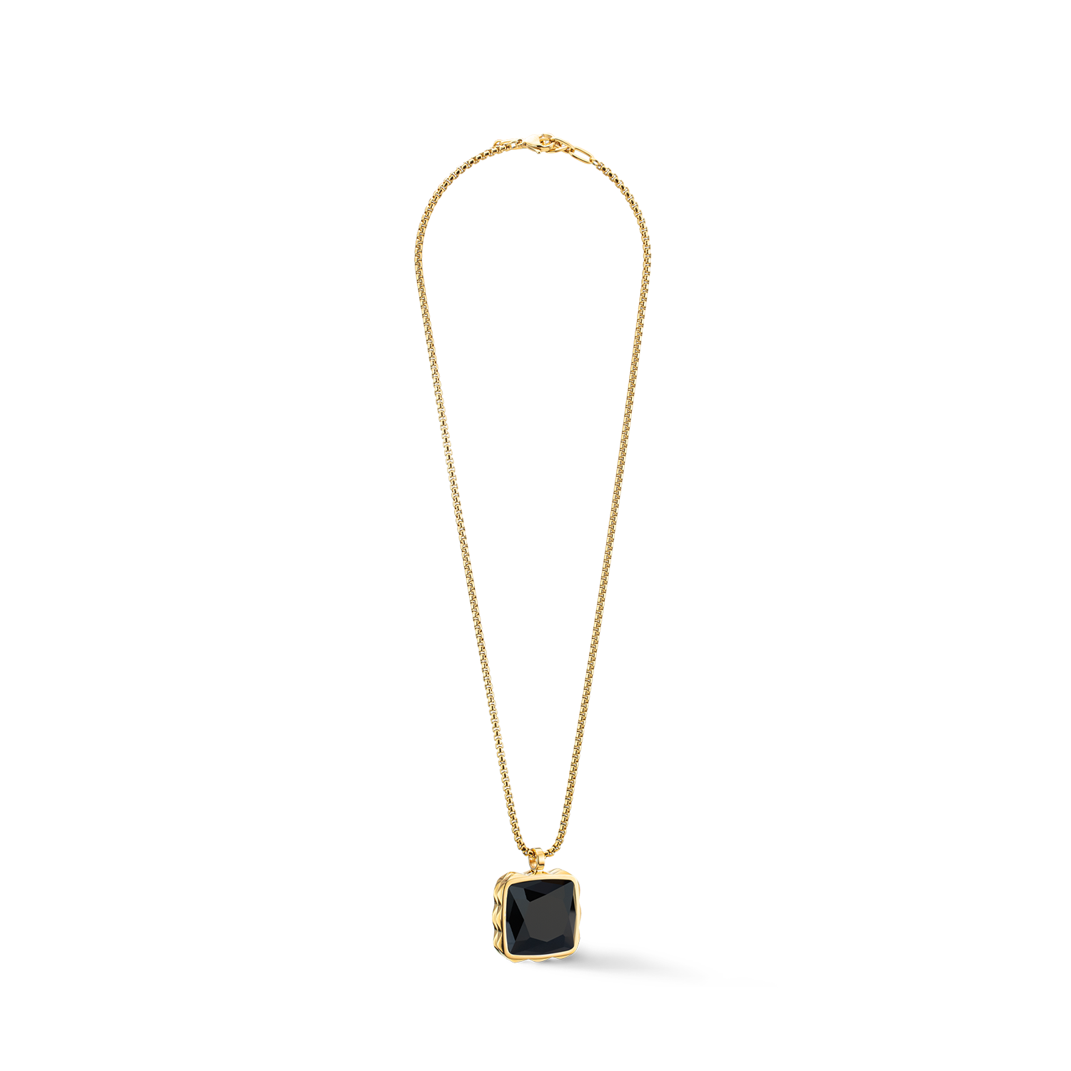 Necklace Amulet Spikes Square Onyx gold-black