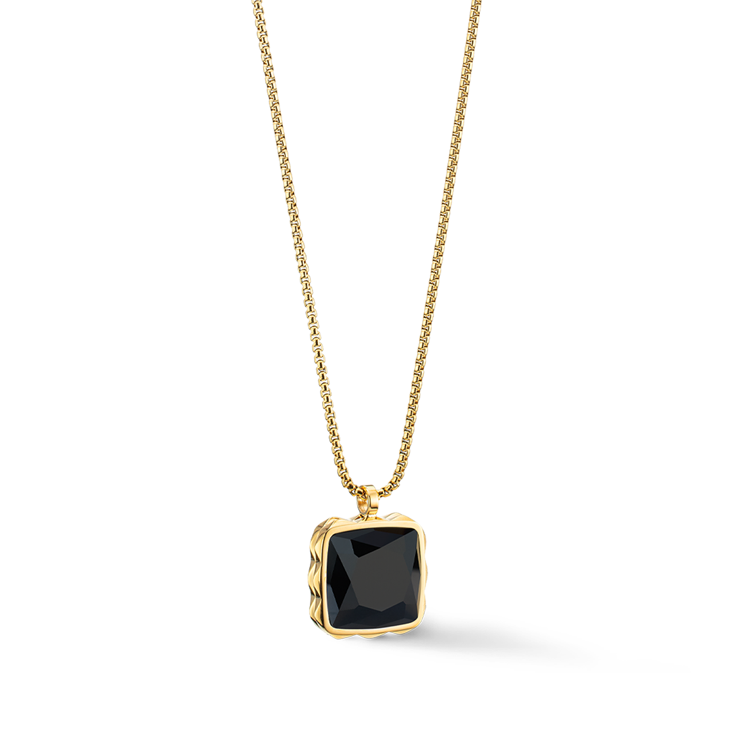 Necklace Amulet Spikes Square Onyx gold-black