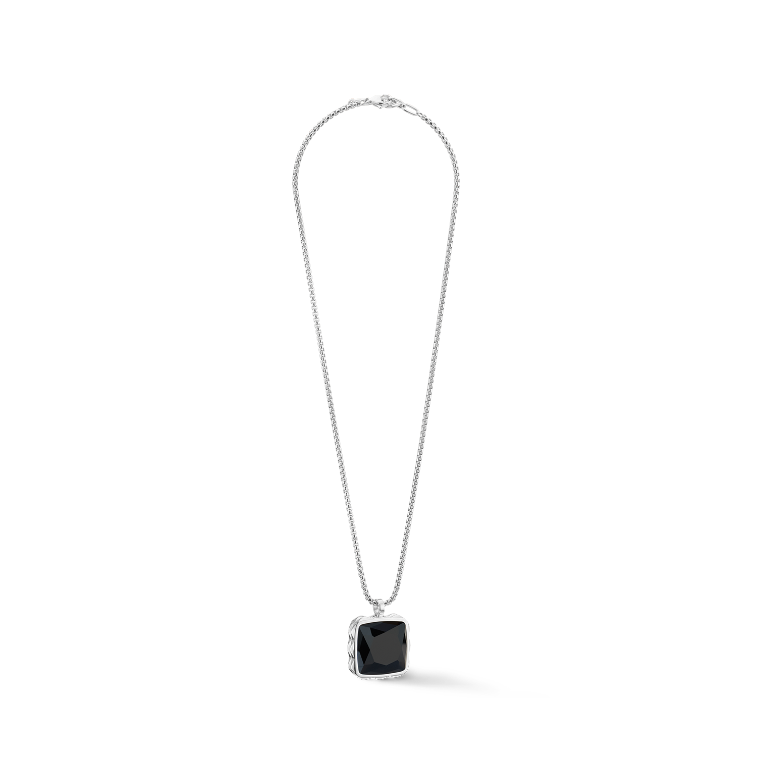 Necklace Amulet Spikes Square Onyx silver-black