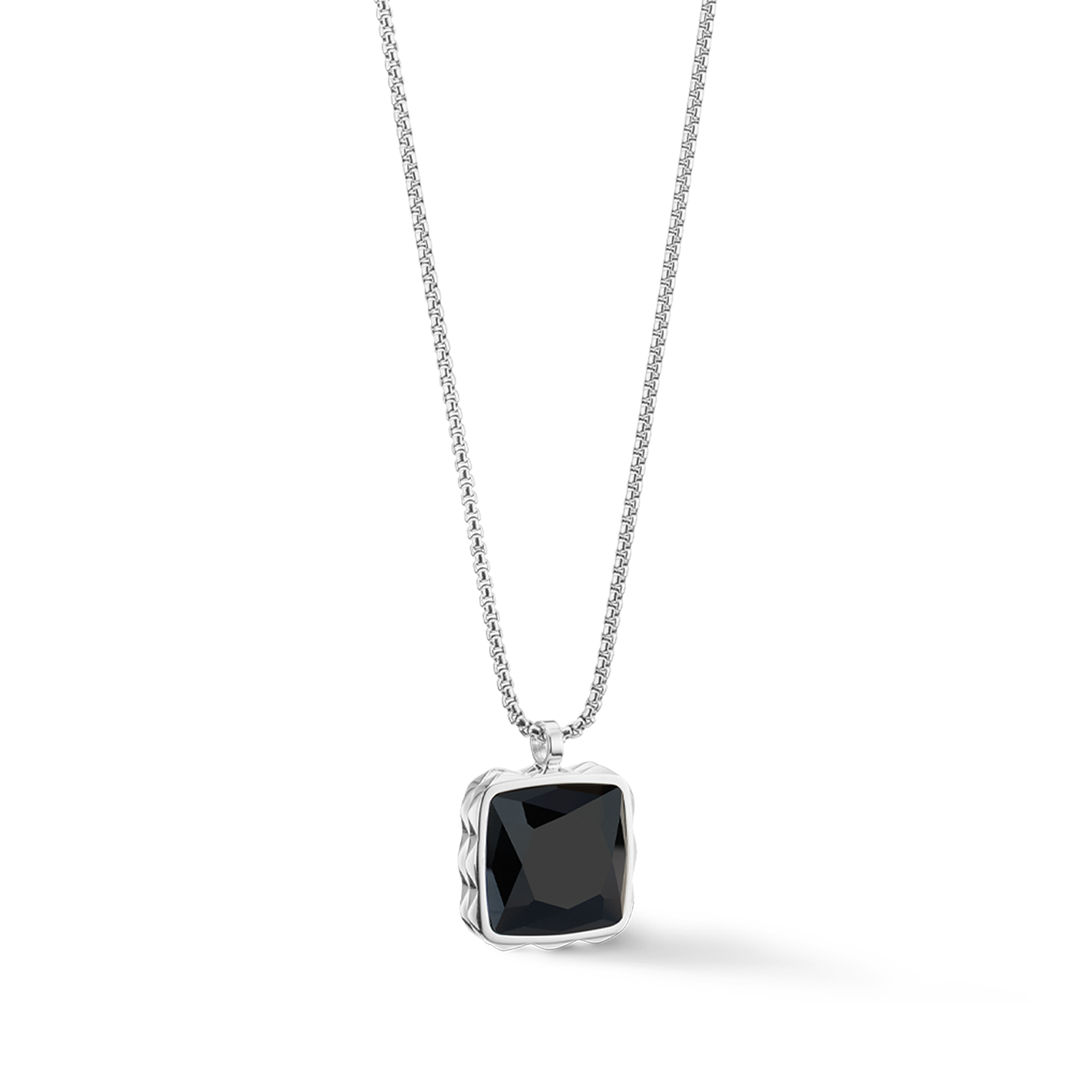Necklace Amulet Spikes Square Onyx silver-black
