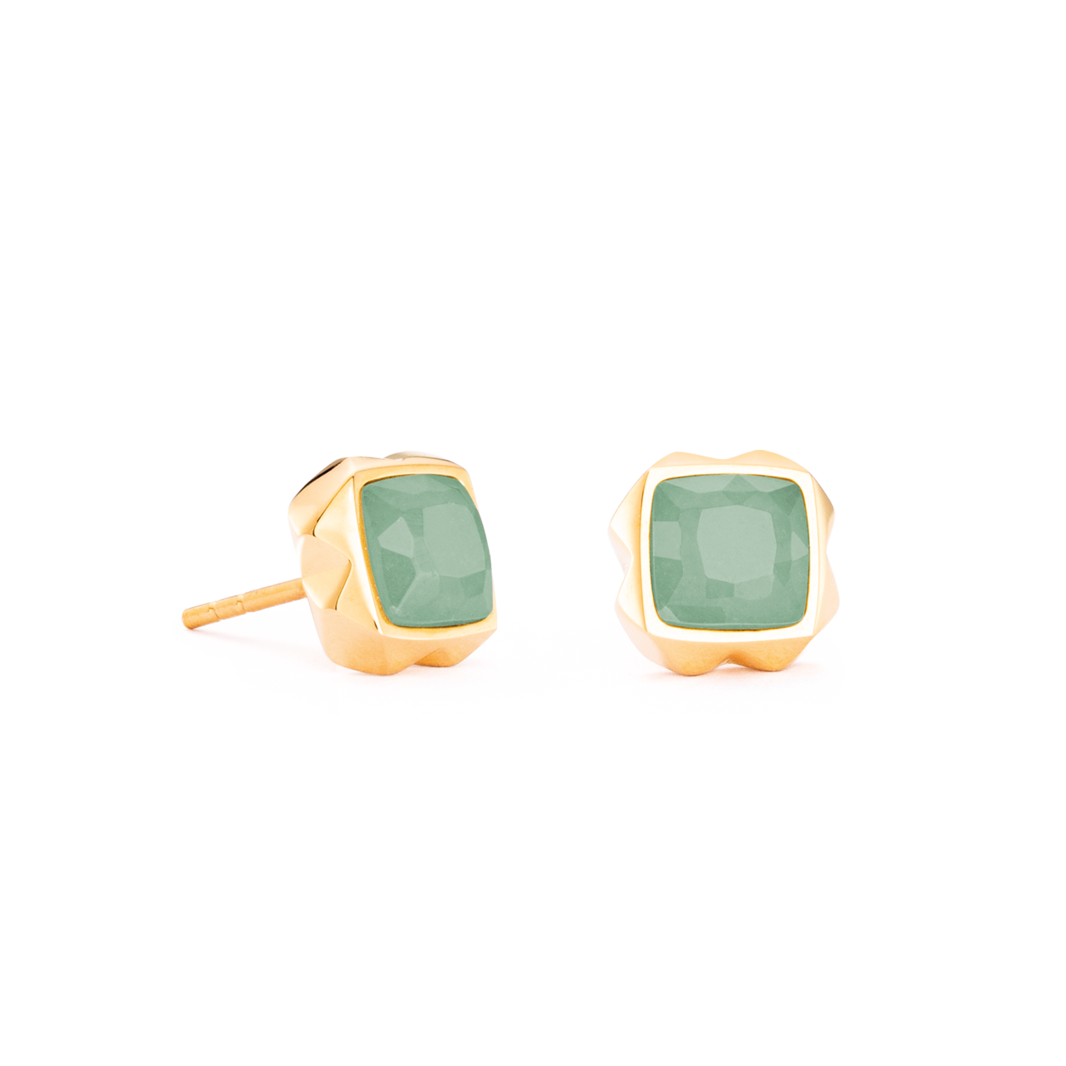 Earrings Spikes Square Aventurine gold
