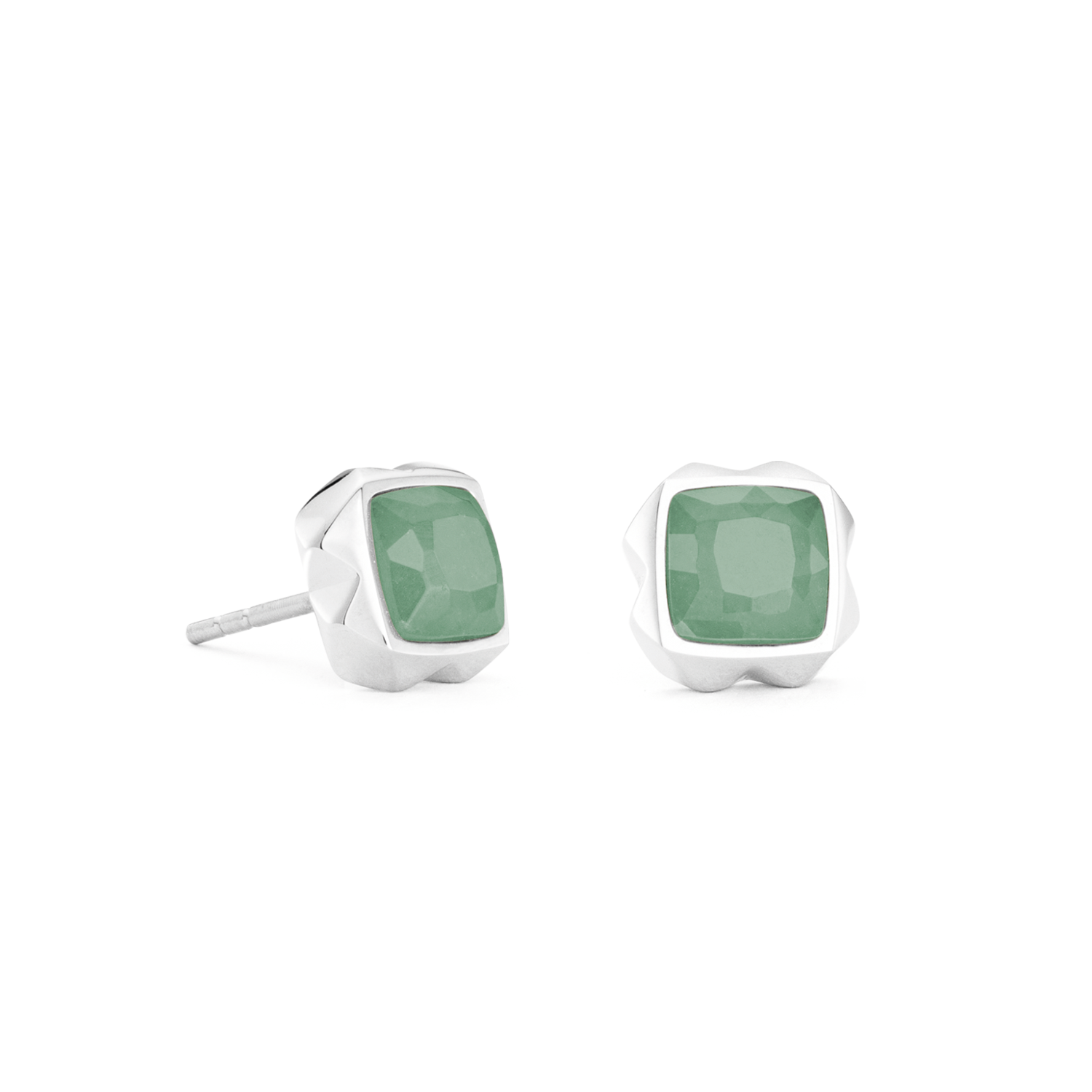Earrings Spikes Square Aventurine silver