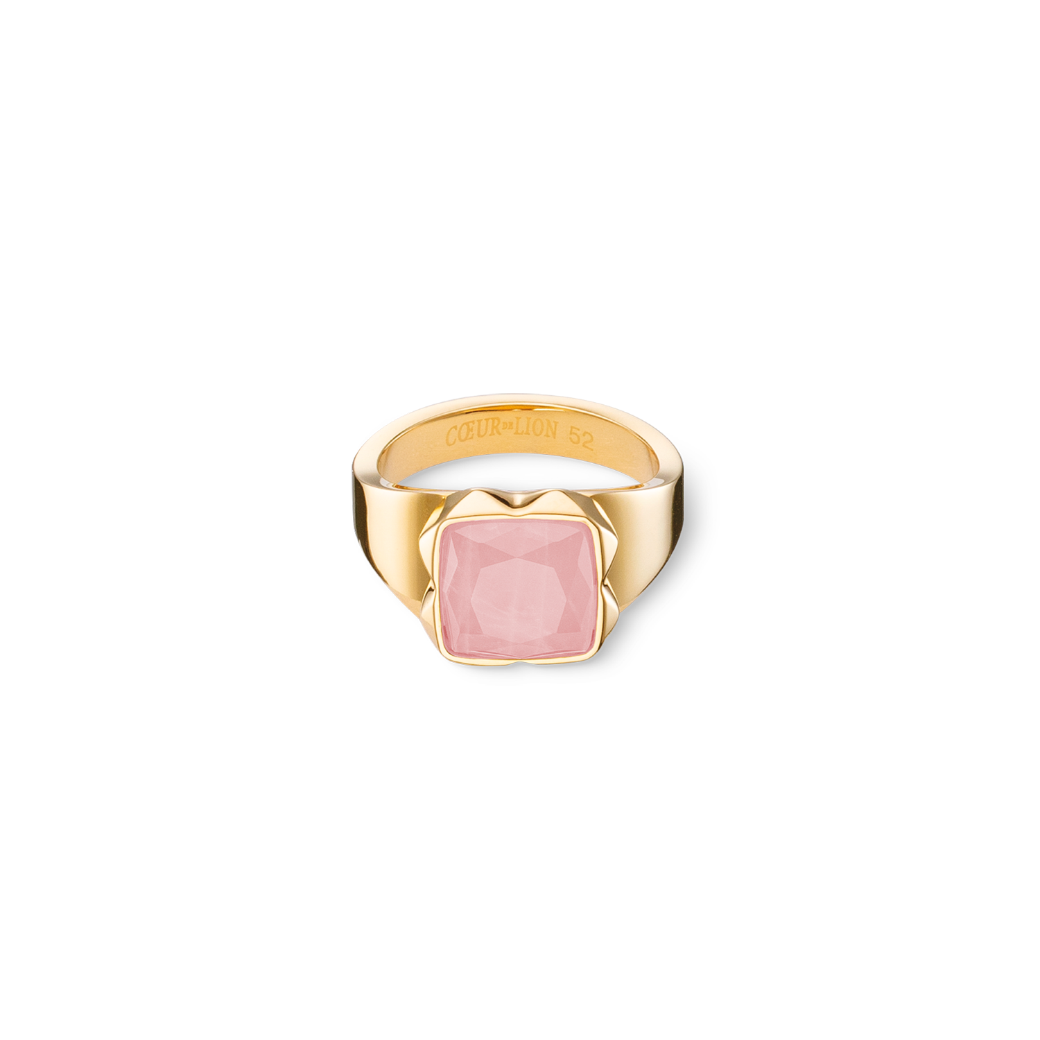 Ring Spikes Square Rose Quartz gold