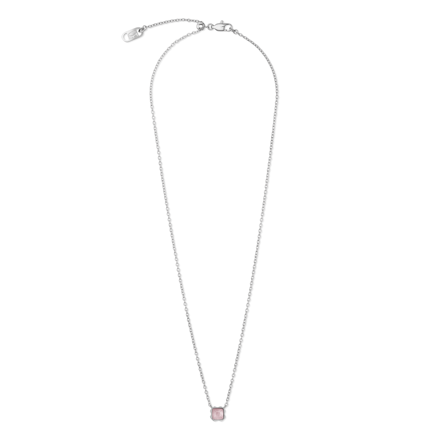 Birthstone October Necklace Rose Quartz Silver