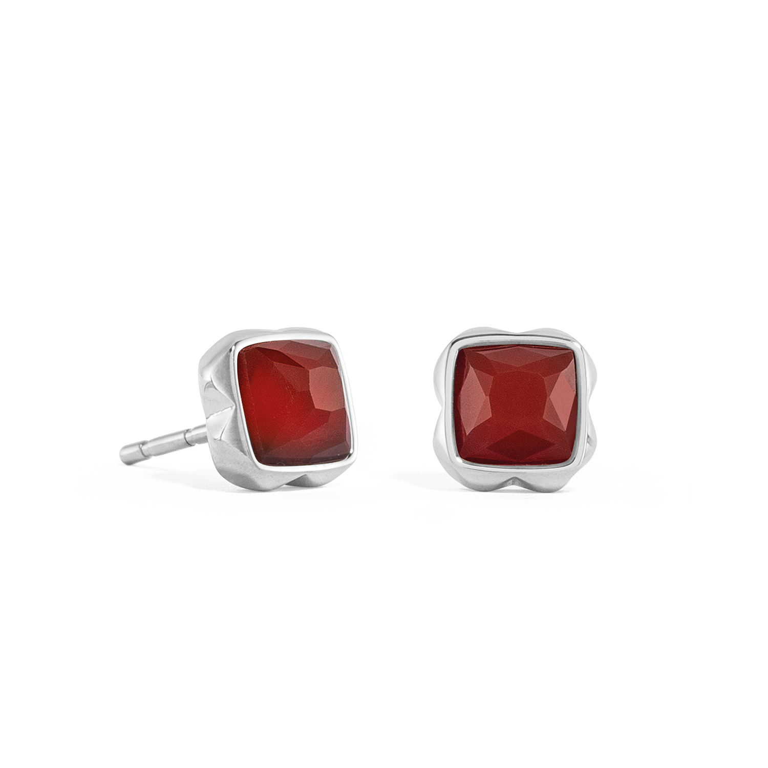 Birthstone January Earrings Red Agate Silver
