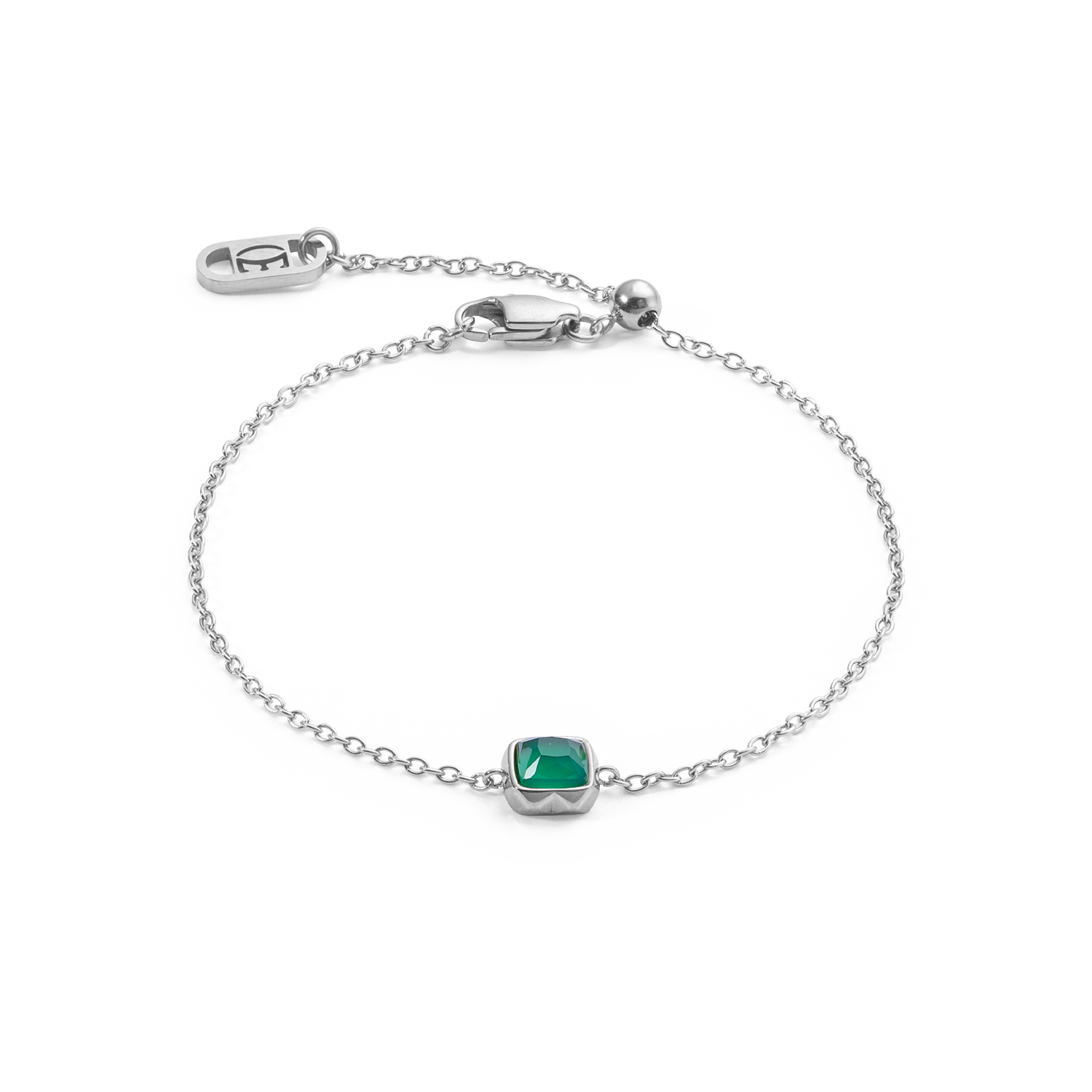 Birthstone May Bracelet Green Agate Silver