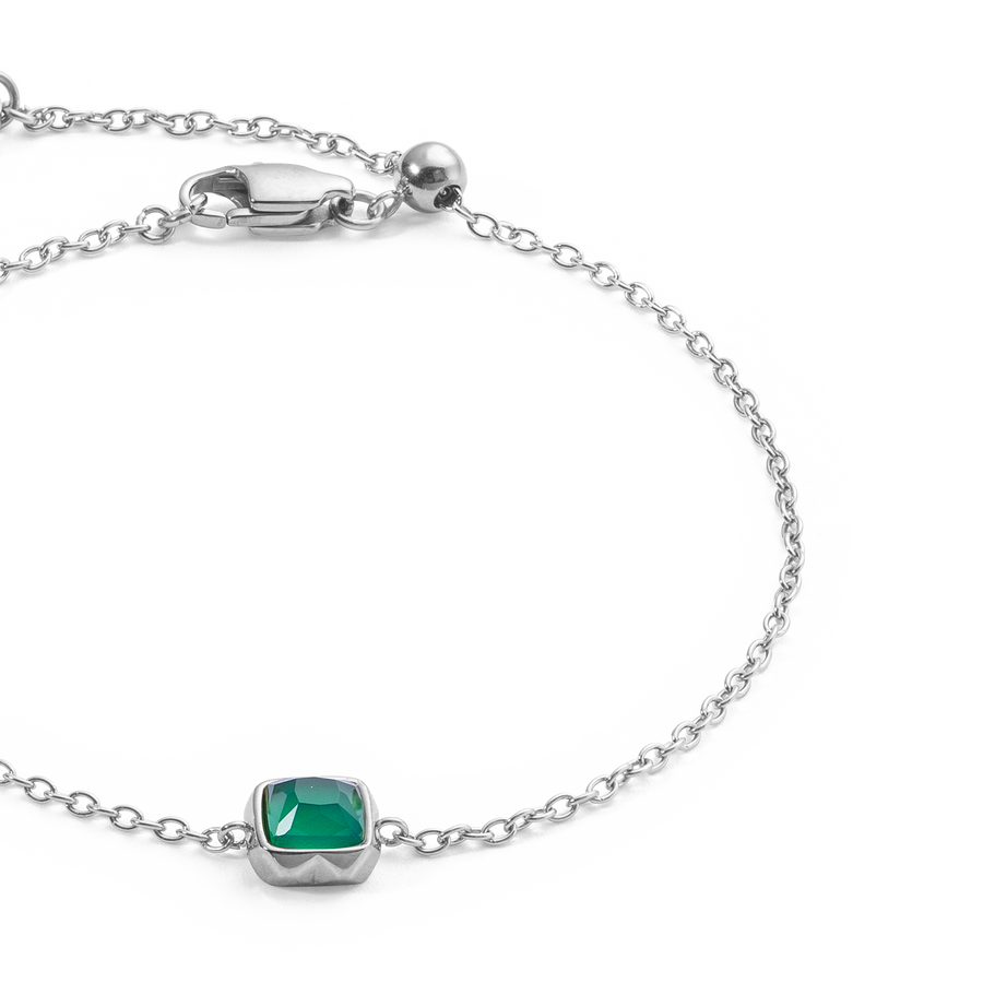 Birthstone May Bracelet Green Agate Silver