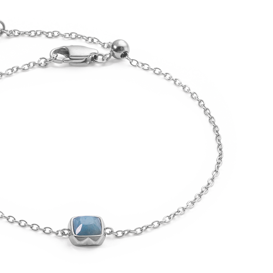 Birthstone March Bracelet Blue Aventurine Silver