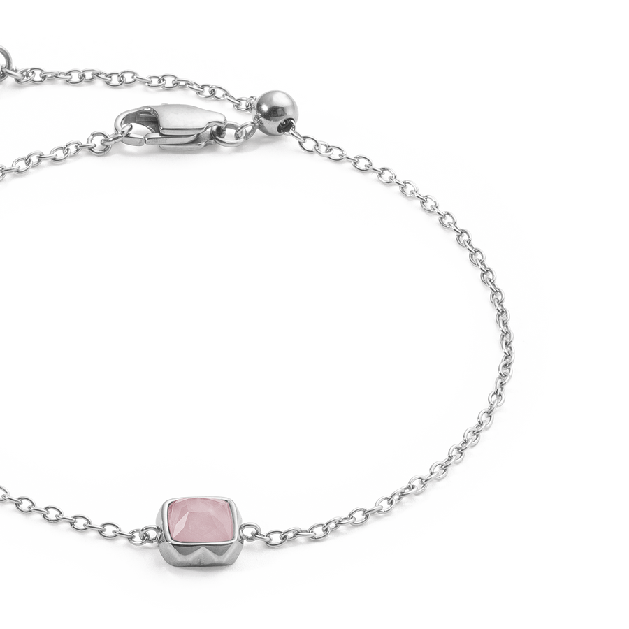 Birthstone October Bracelet Rose Quartz Silver