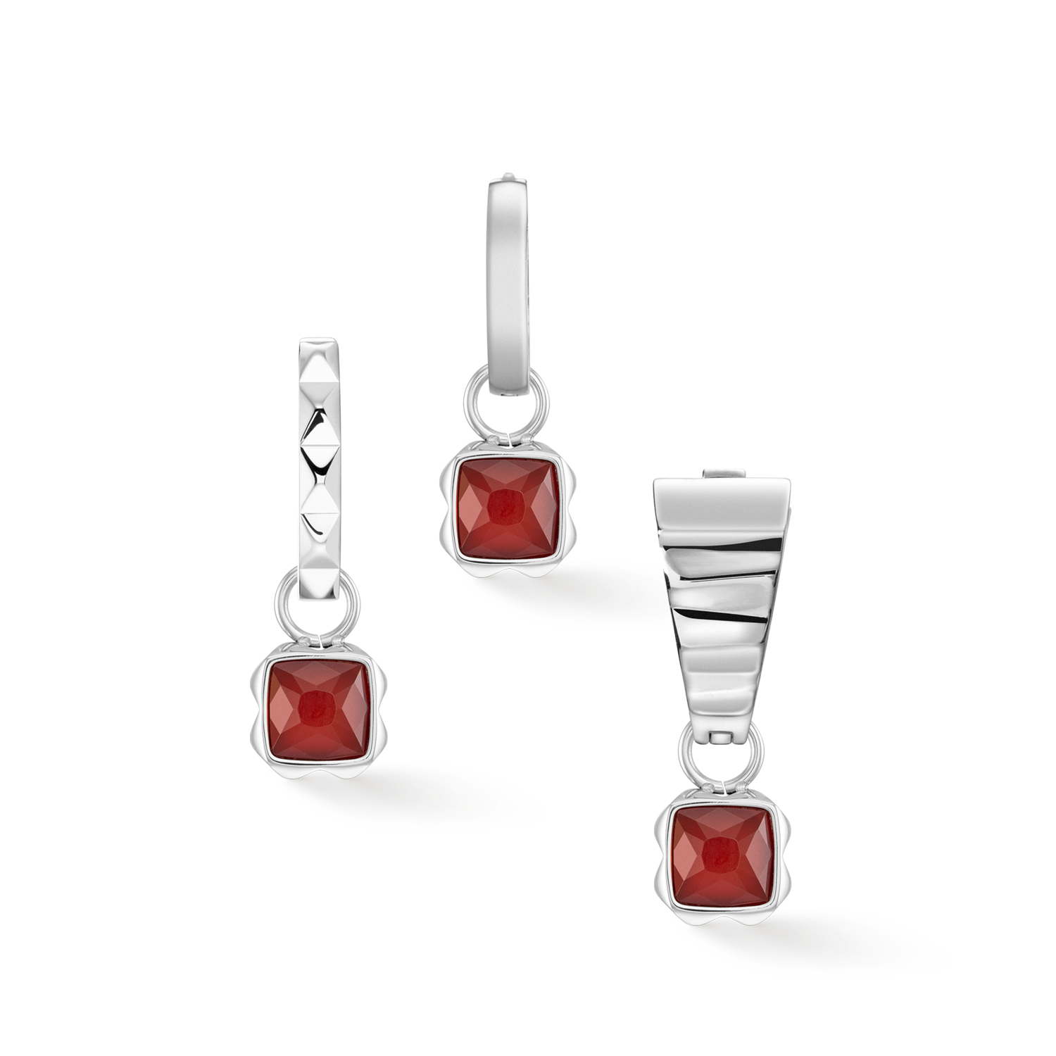 Birthstone January Charm Red Agate Silver