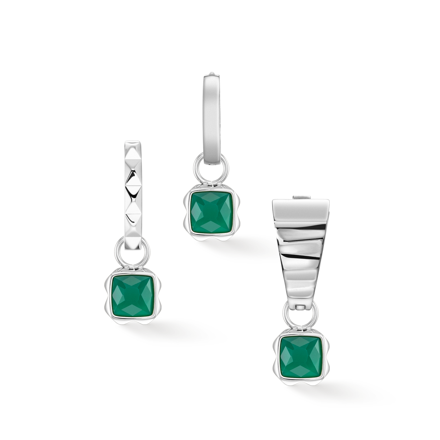 Birthstone May Charm Green Agate Silver