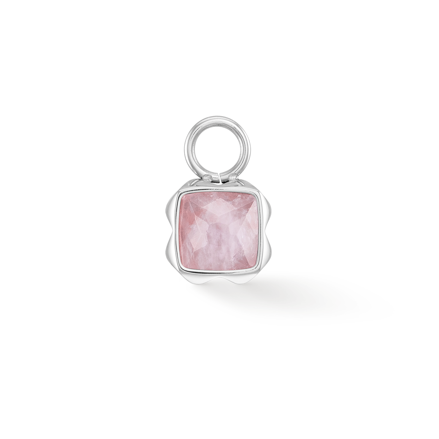 Birthstone October Charm Rose Quartz Silver