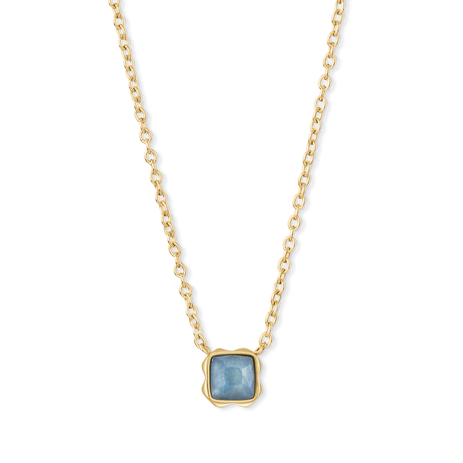 Birthstone March Necklace Blue Aventurine Gold