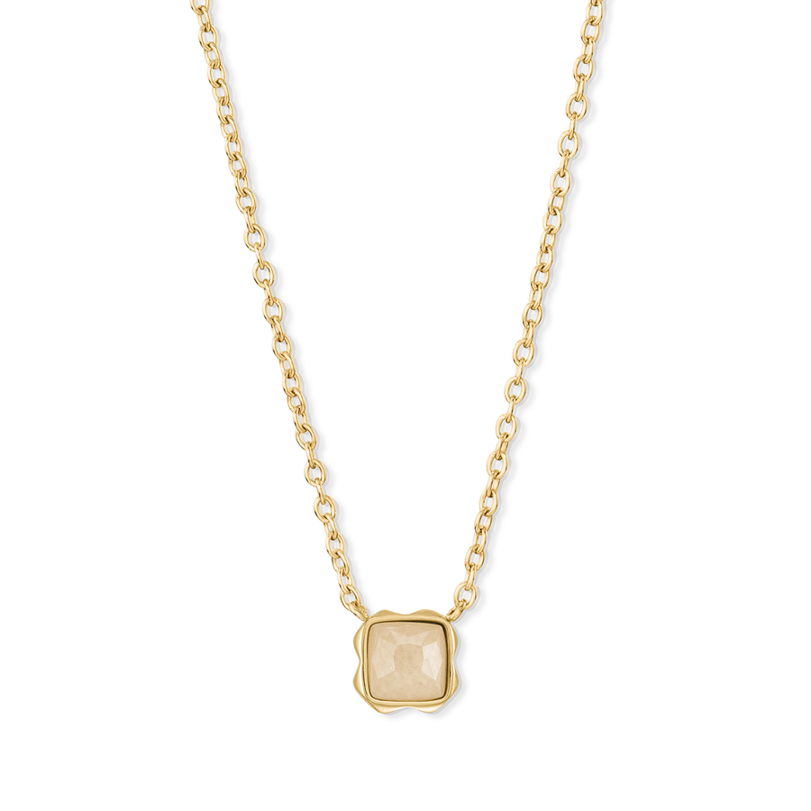Birthstone June Necklace Cream Jade Gold