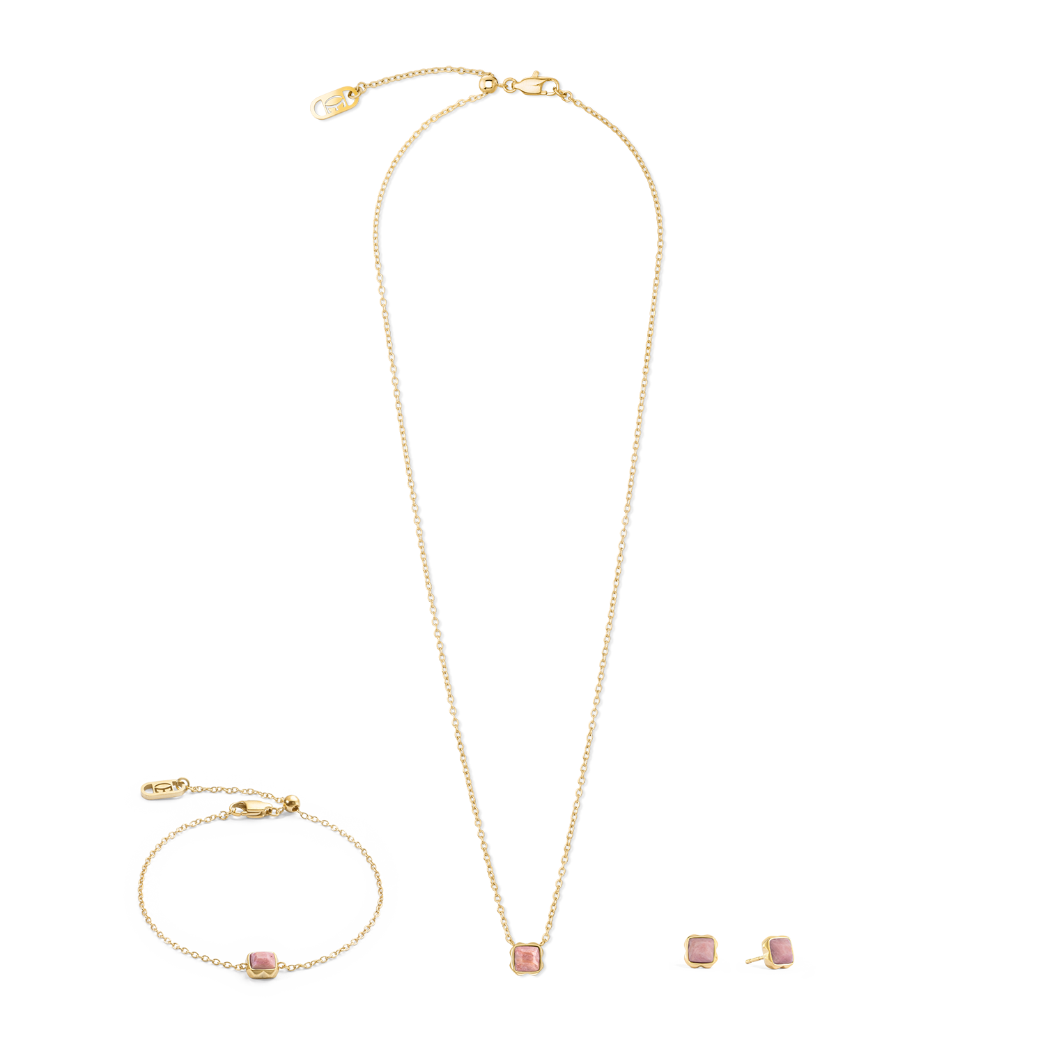 Birthstone July Necklace Rhodochrosite Gold