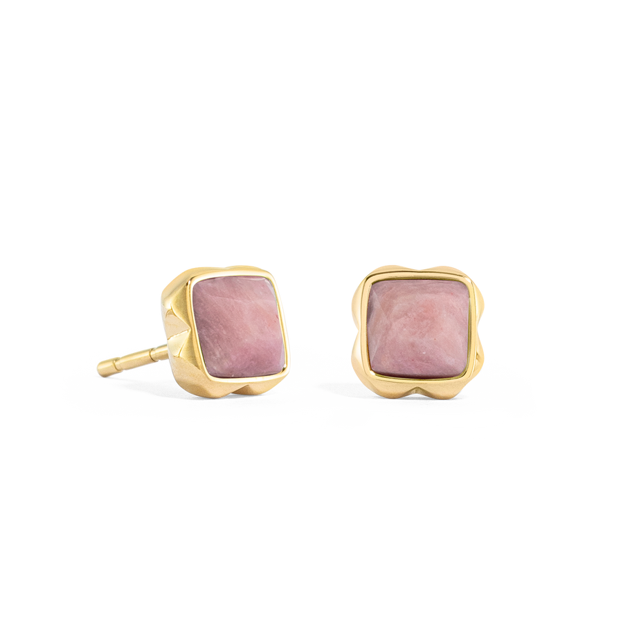 Birthstone July Earrings Rhodochrosite Gold