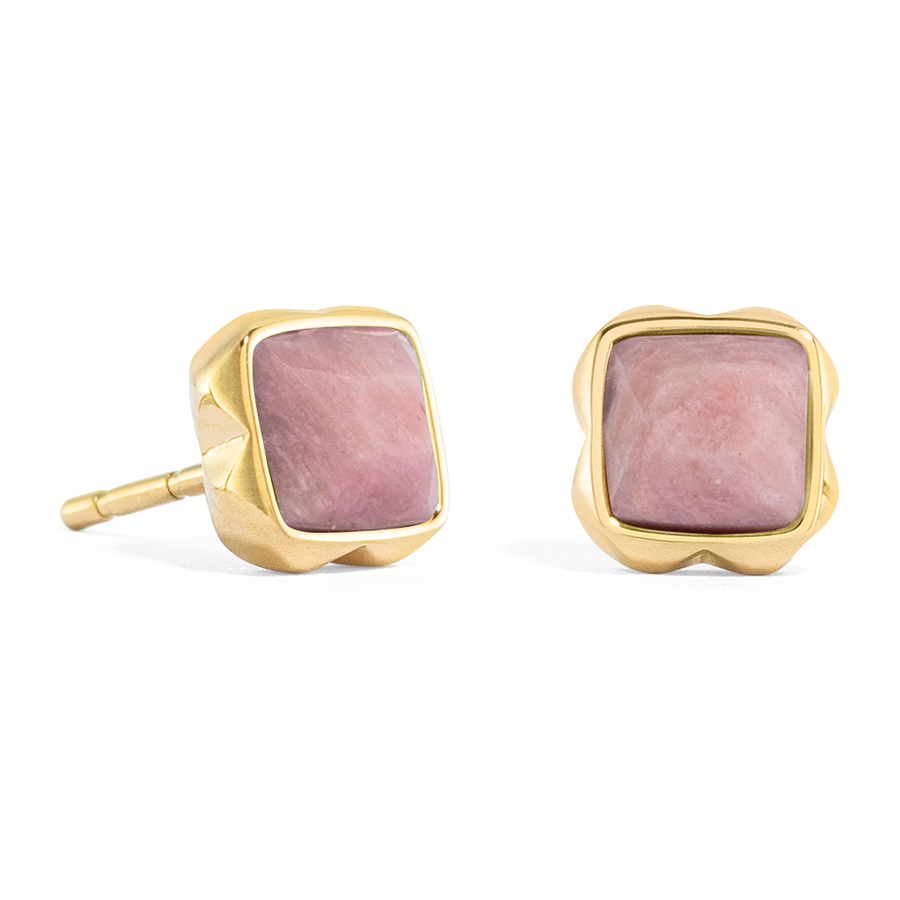 Birthstone July Earrings Rhodochrosite Gold