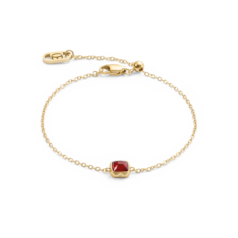 Birthstone January Bracelet Red Agate Gold