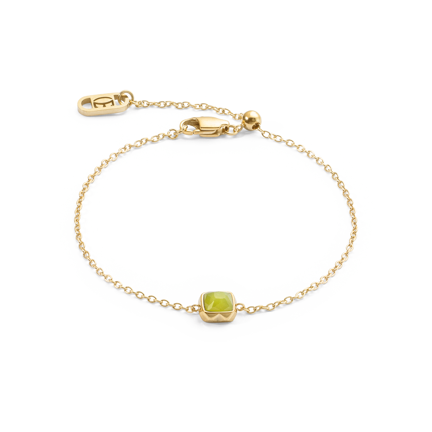 Birthstone August Bracelet Green Jade Gold