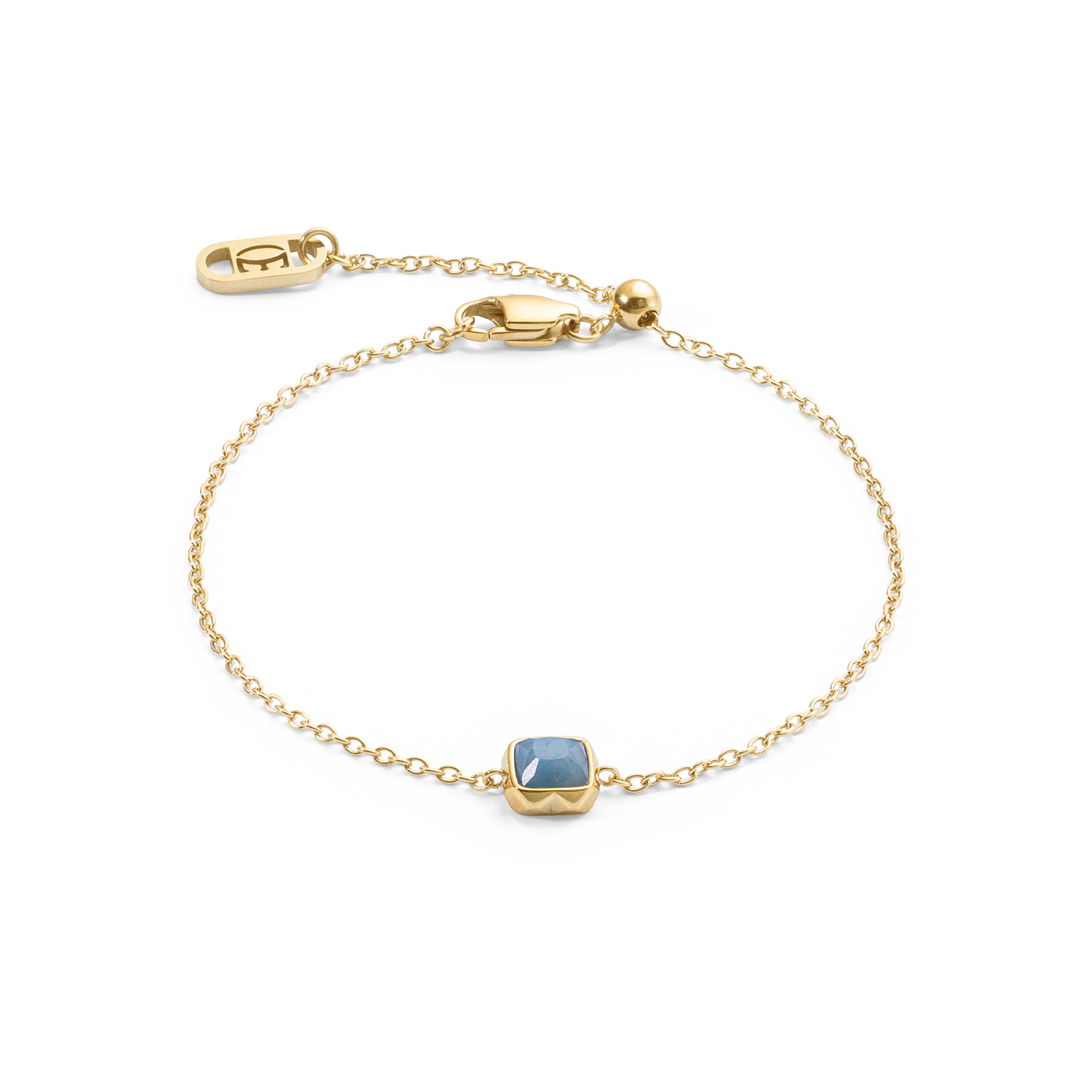Birthstone March Bracelet Blue Aventurine Gold