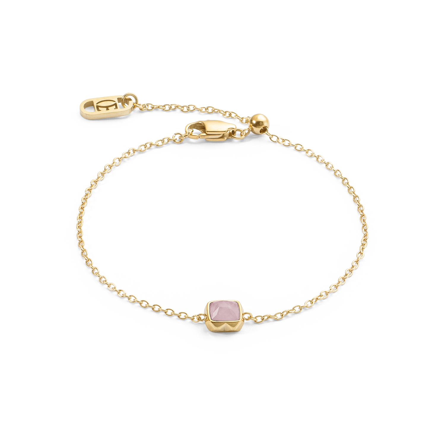 Birthstone October Bracelet Rose Quartz Gold