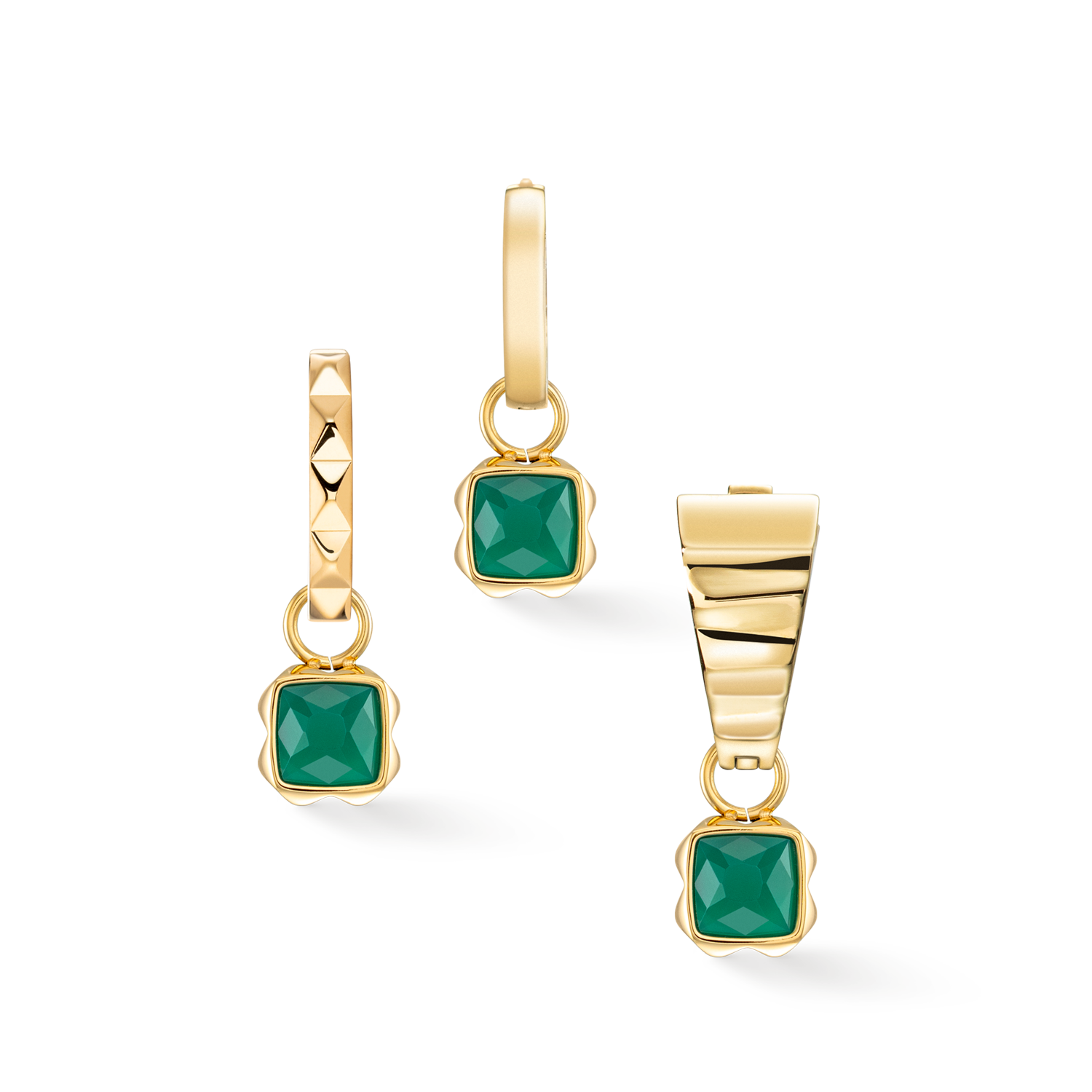 Birthstone May Charm Green Agate Gold