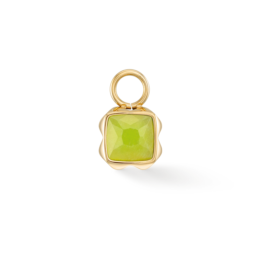 Birthstone August Charm Green Jade Gold