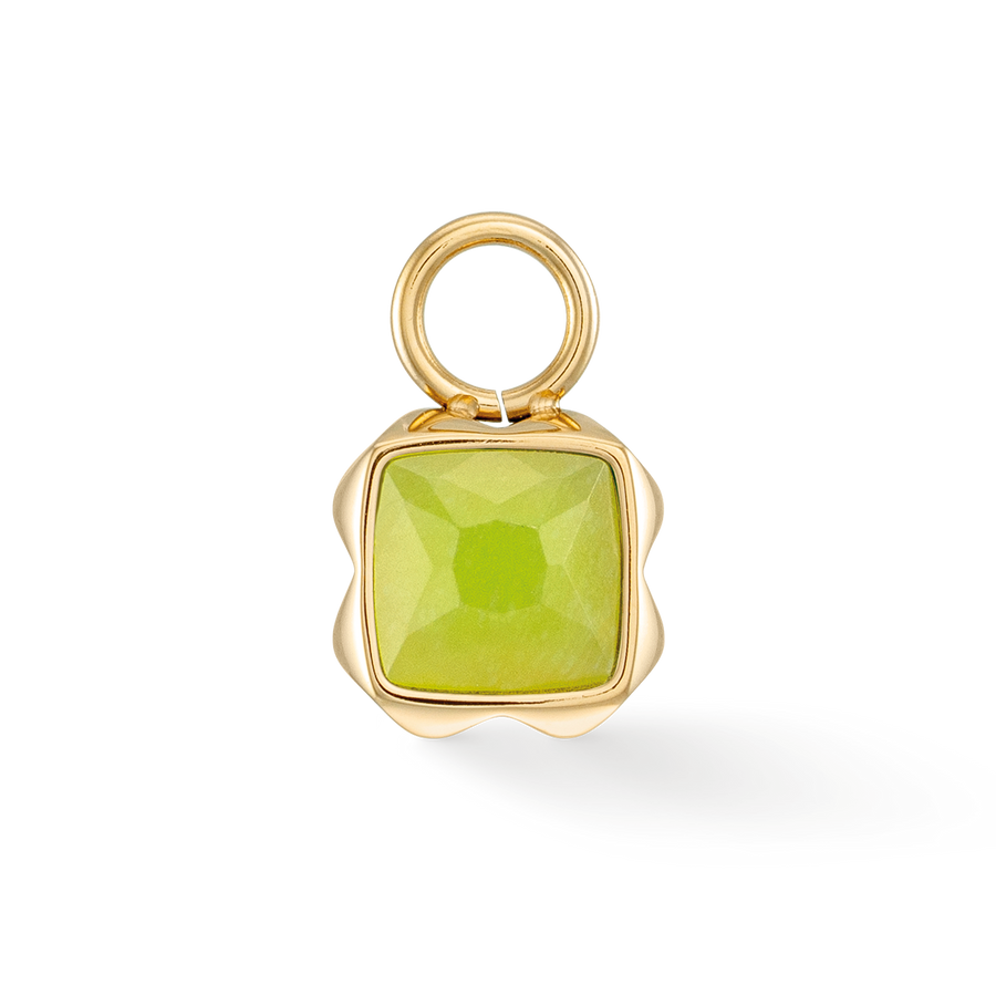 Birthstone August Charm Green Jade Gold