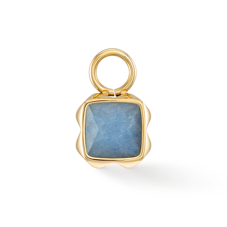 Birthstone March Charm Blue Aventurine Gold