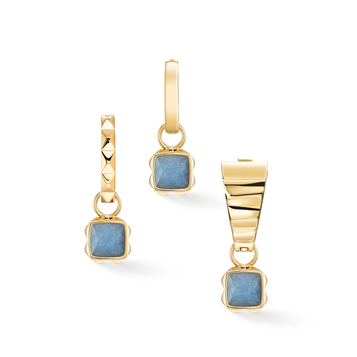 Birthstone March Charm Blue Aventurine Gold