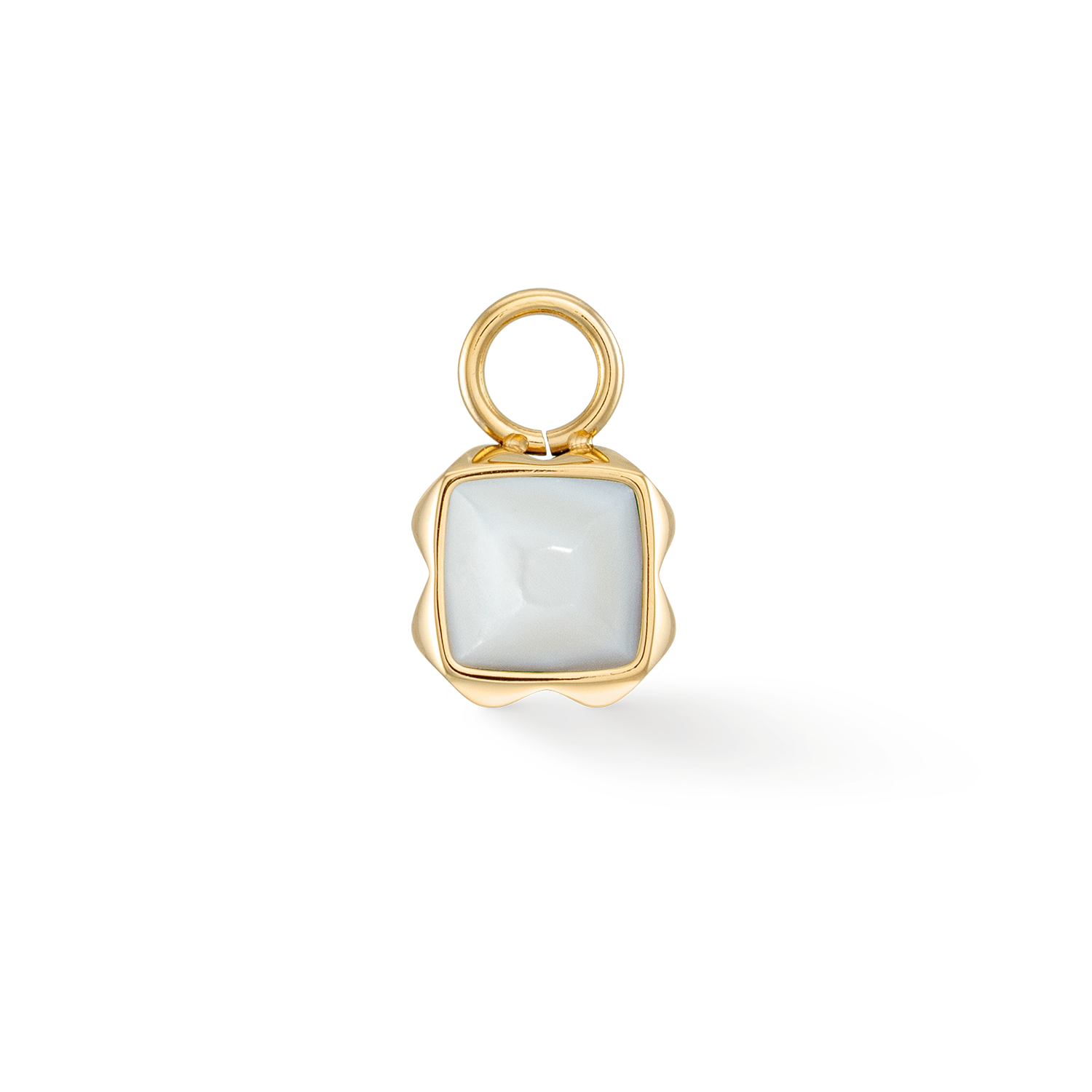 Birthstone April Charm White Quartz Gold