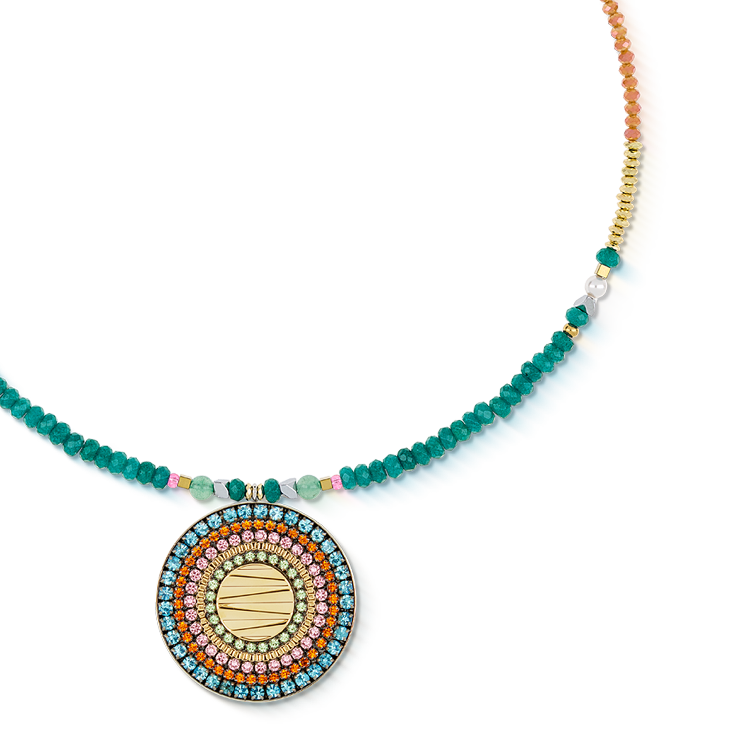 Necklace Amulet Modern Future gold multicolour Boho