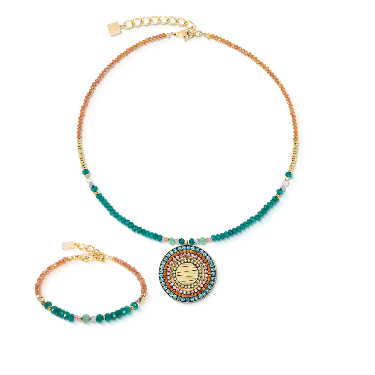 Necklace Amulet Modern Future gold multicolour Boho