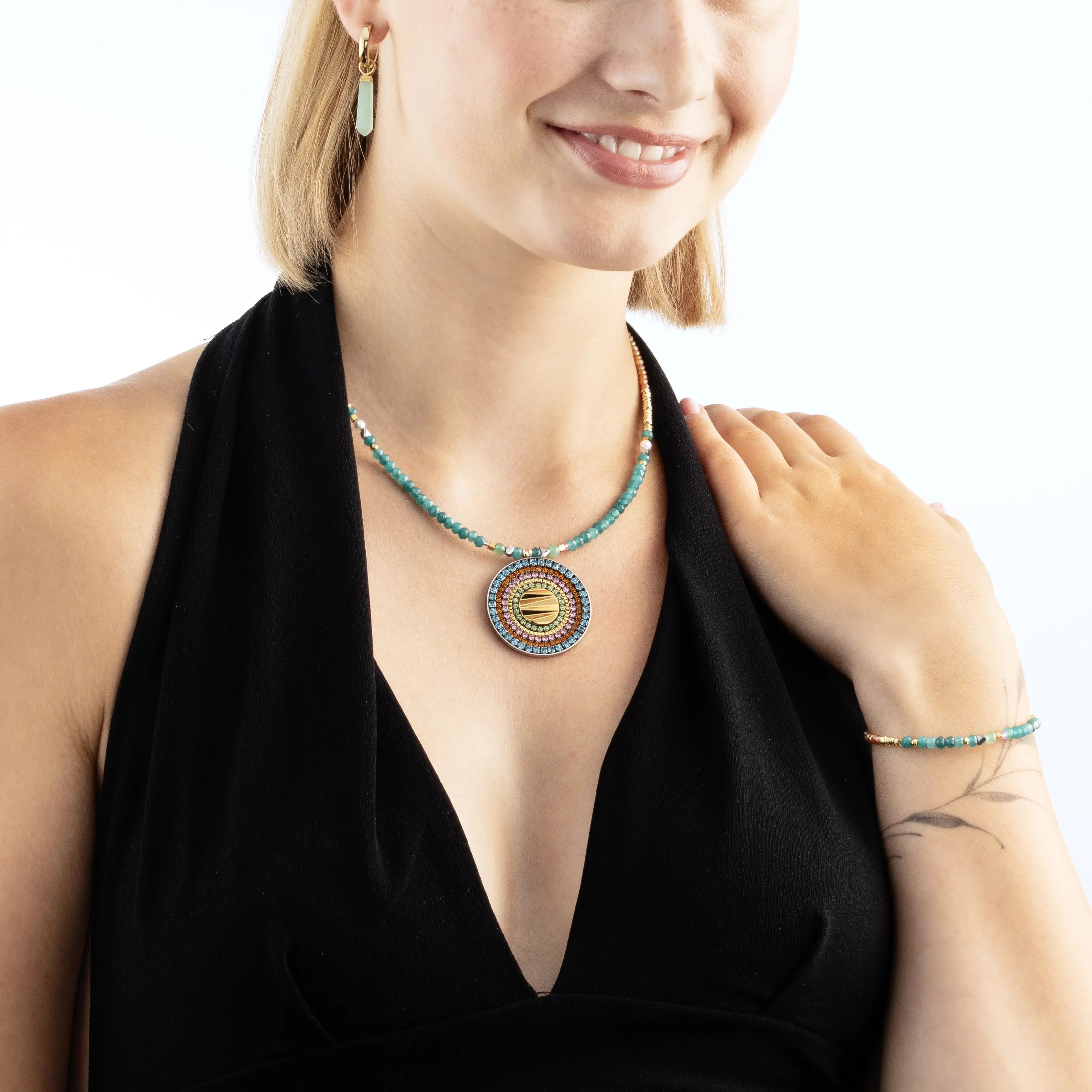 Necklace Amulet Modern Future gold multicolour Boho