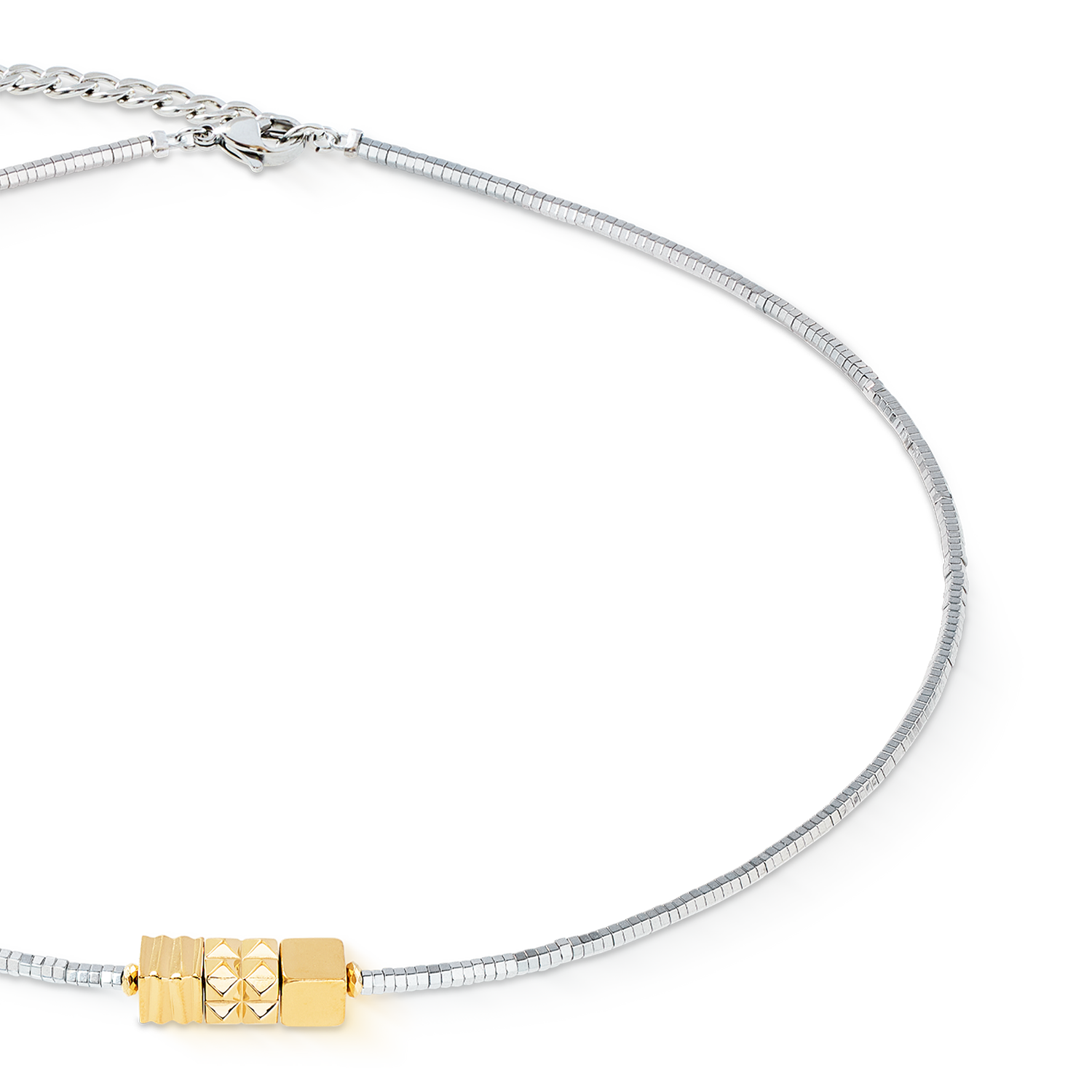Necklace Cube Trio Facets gold-silver