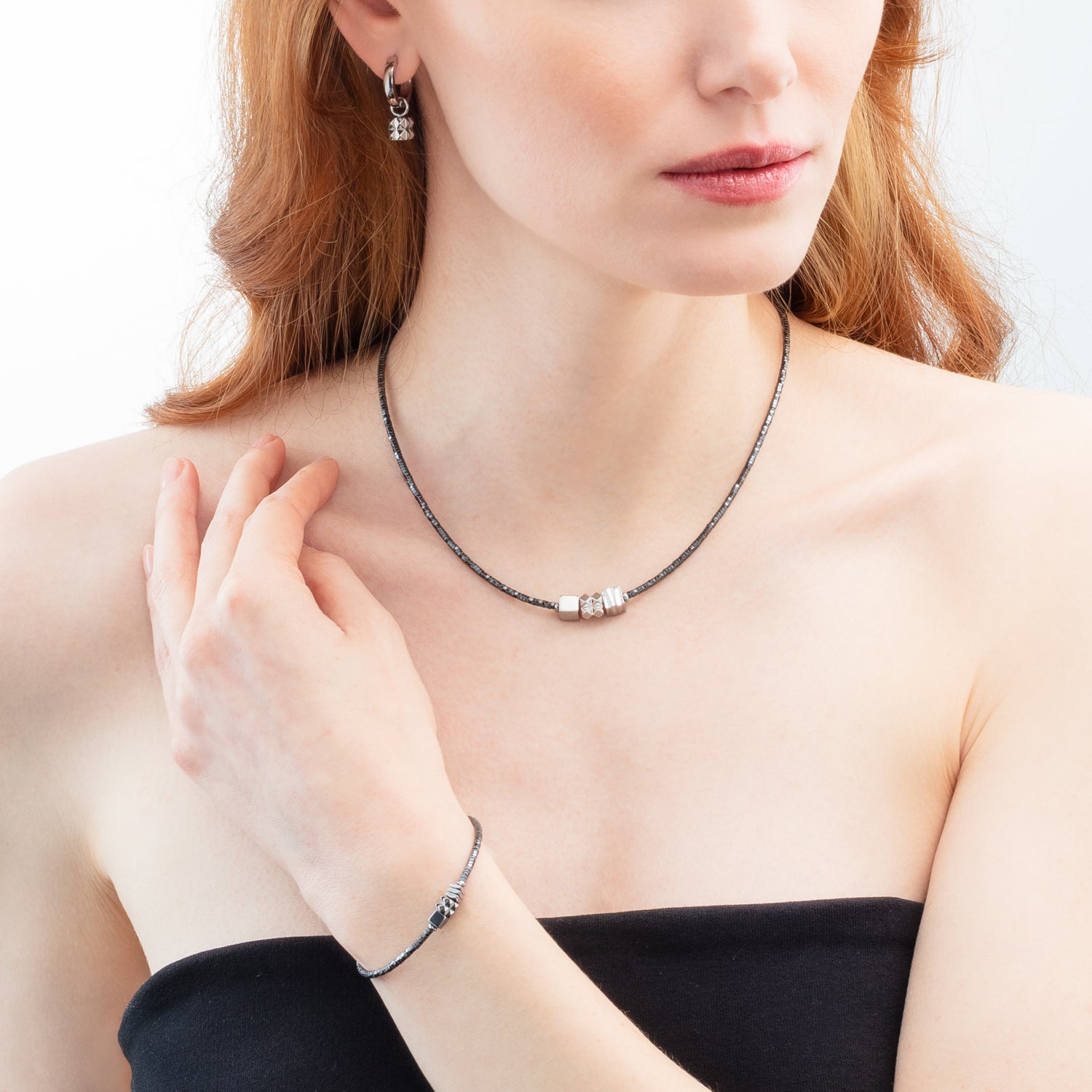 Bracelet Cube Trio Facets silver-grey