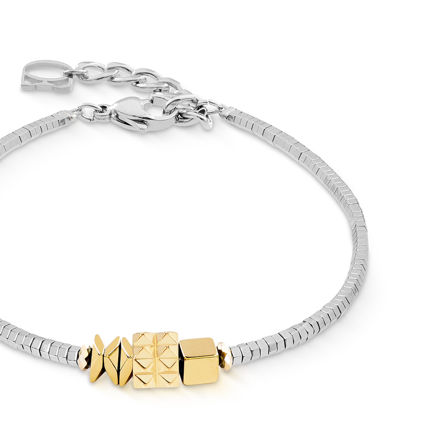Bracelet Cube Trio Facets gold-silver