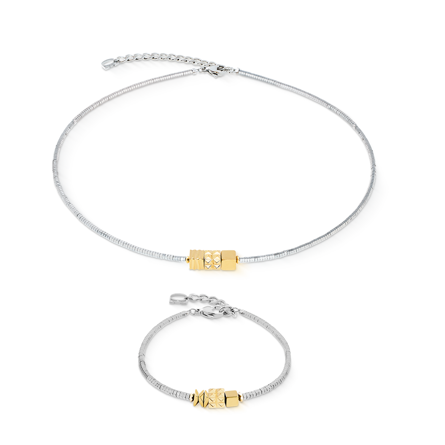 Bracelet Cube Trio Facets gold-silver