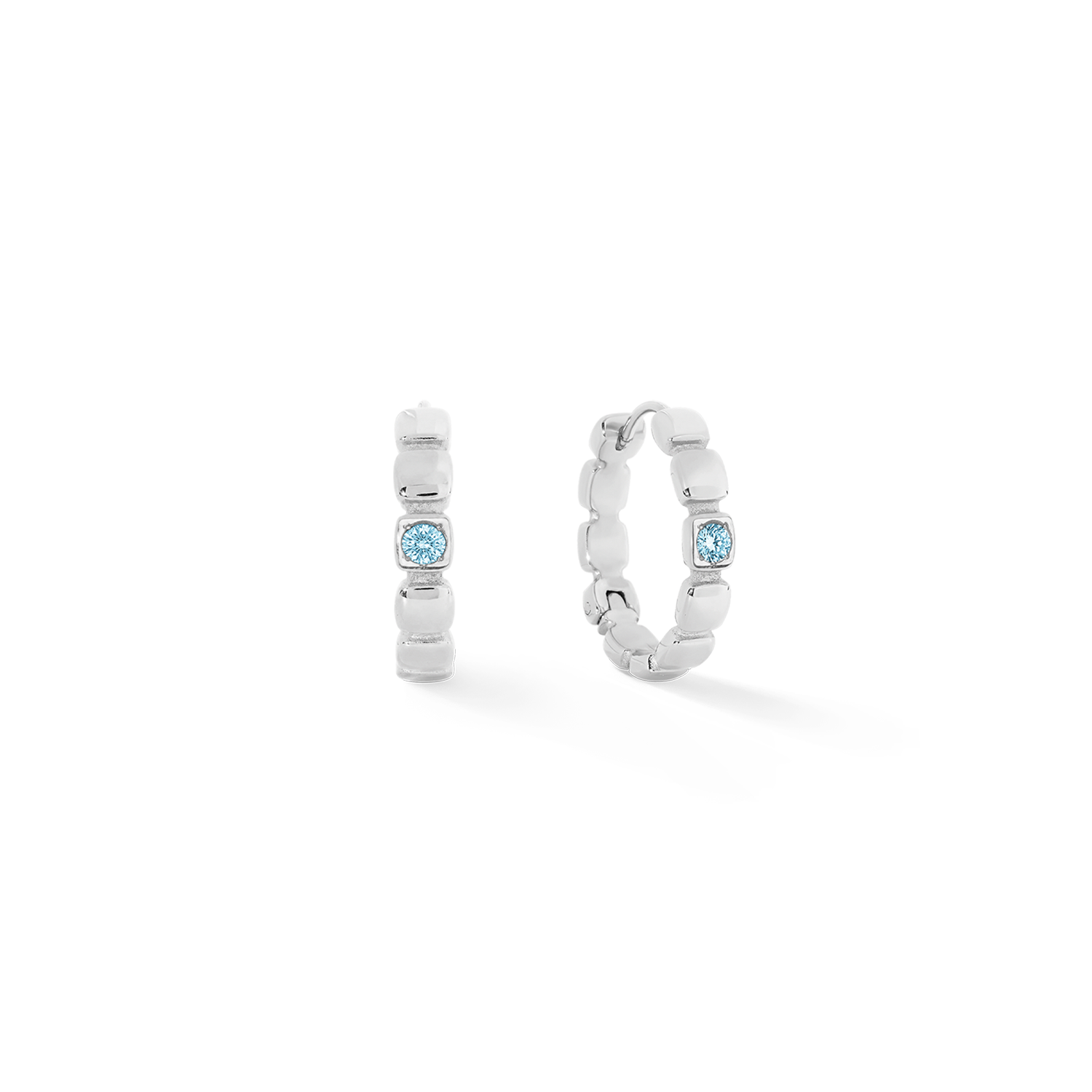Hoop Earrings Soft Cube Circle Glow Ocean Silver