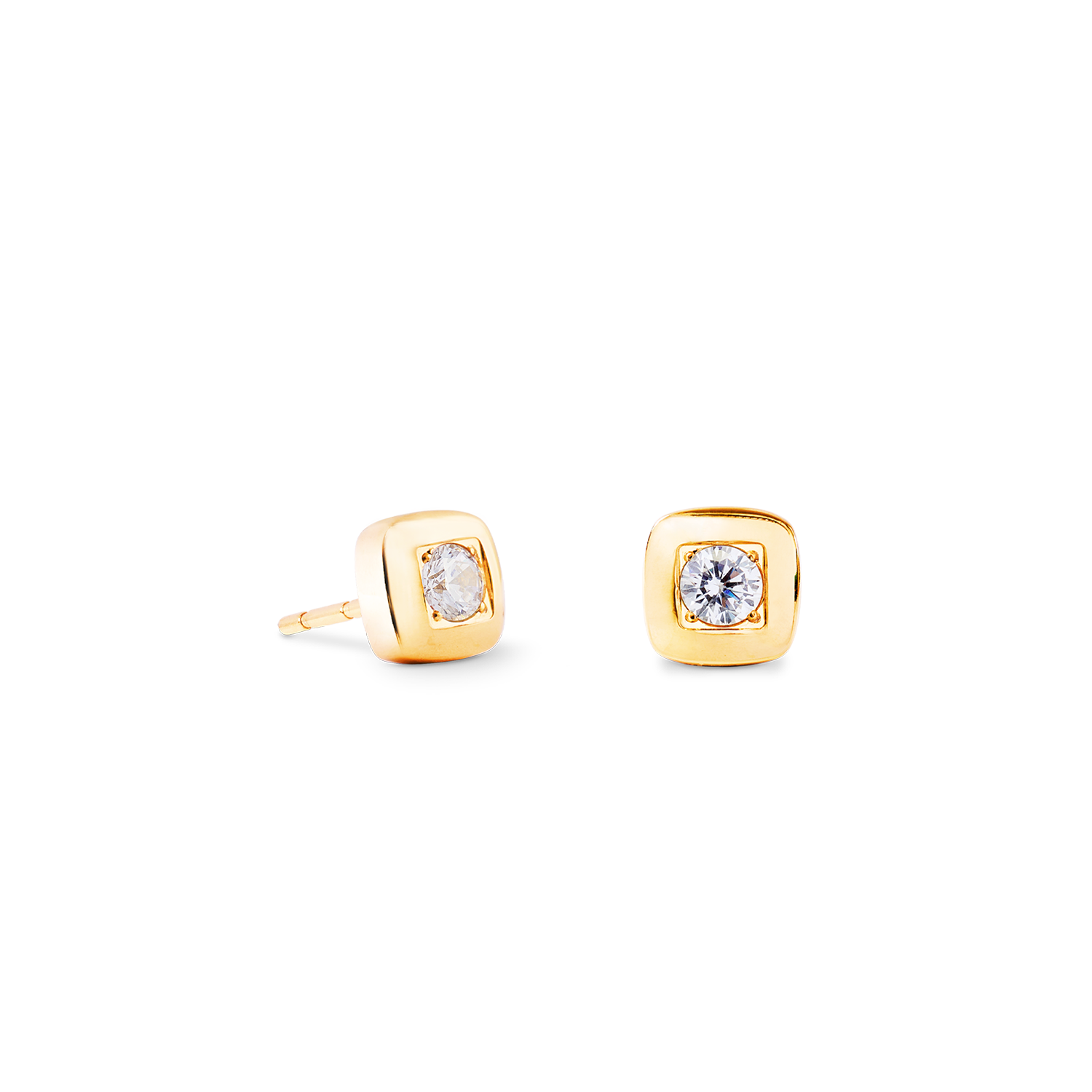 Stud earrings Small Soft Cube Glow gold