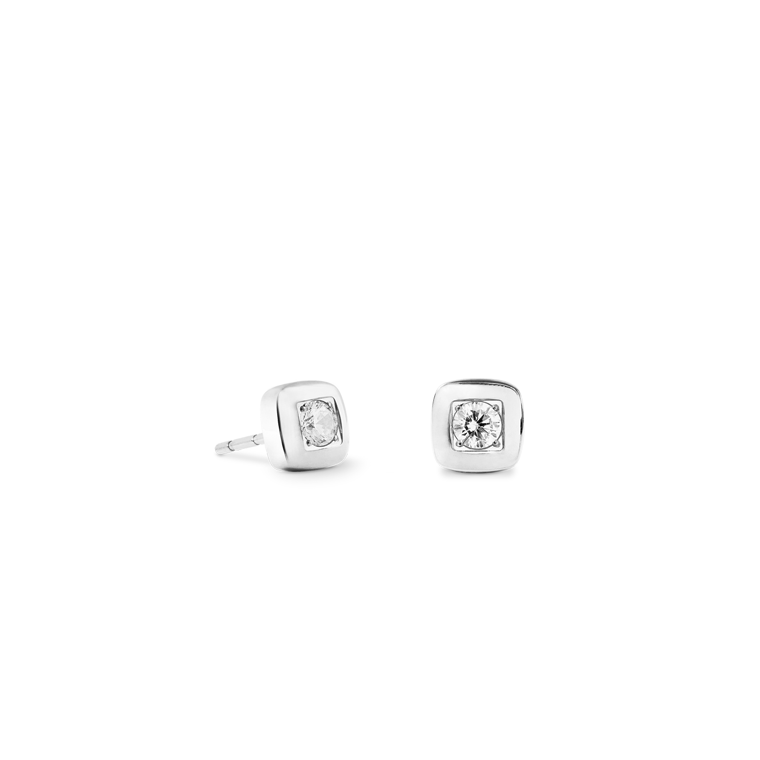 Stud earrings Small Soft Cube Glow silver