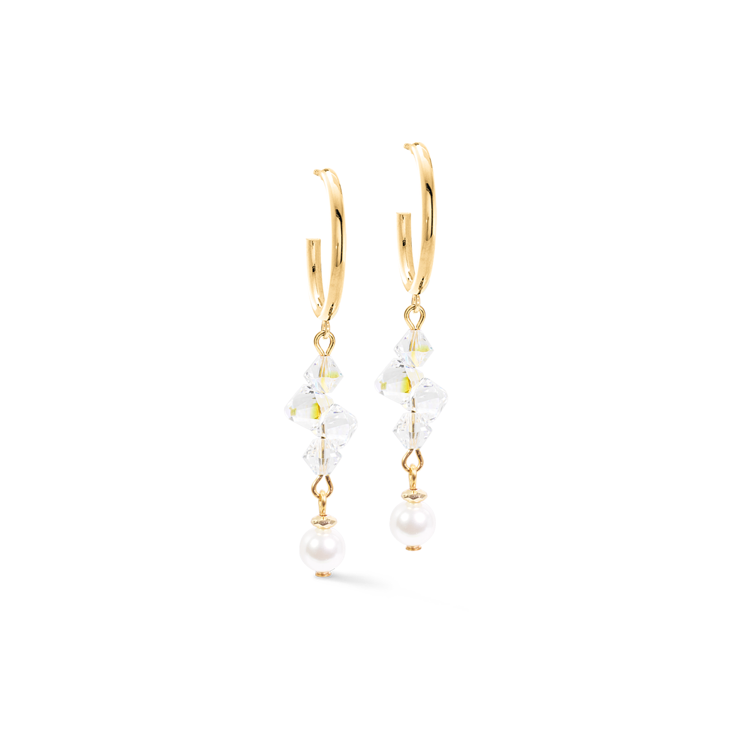 Hoop Earrings Dancing Crystals Fusion Gold
